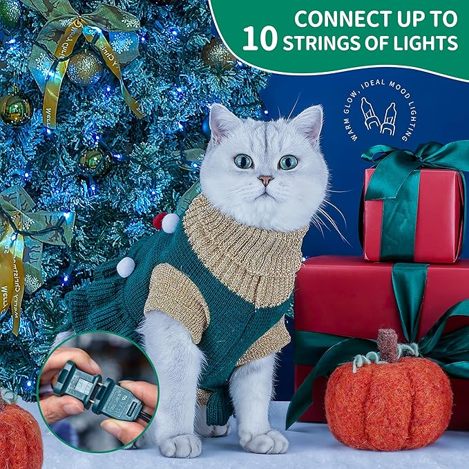 HEYFUNi 50Count Blue Christmas Lights, Green Wire 13Ft Incandescent Traditional Holiday String Light Set for Indoor Outdoor Use Christmas Tree, Halloween, Valentine Wedding Lighting Decoration