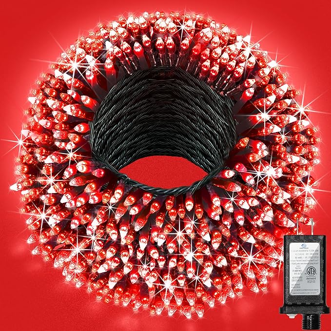 240FT Christmas Lights Outdoor, 750 LED Christmas Tree Decoration Lights with 12 Modes & Timer Memory, Dimmable Plug in Waterproof LED Xmas Light for Yard Trees Wedding Party Holiday Red