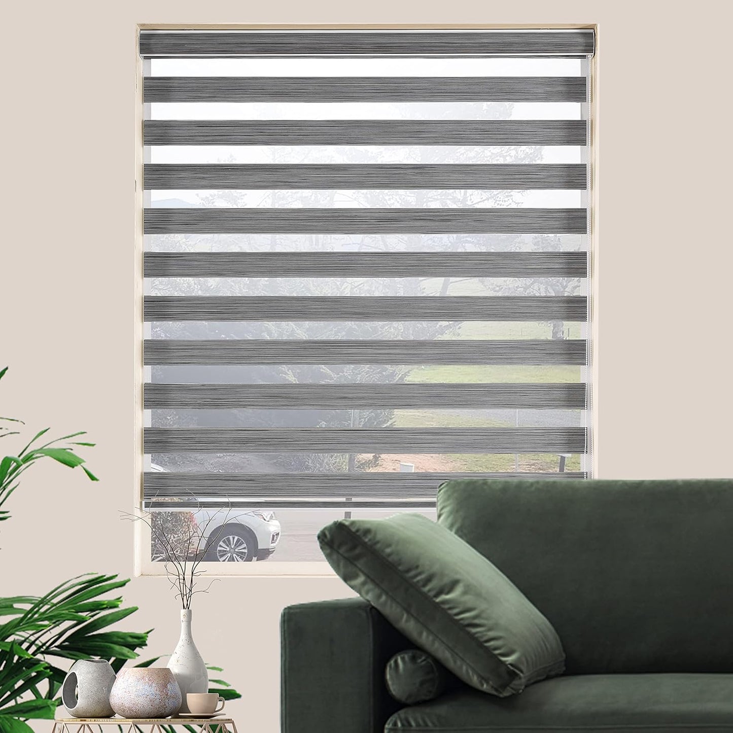 Zebra Blinds Window Blind Zebra Shade Blinds for Windows Roller Sheer Shades Privacy Light Filtering Shades for Home Kitchen Bathroom (Width 55'' X Height 72'' Grey)