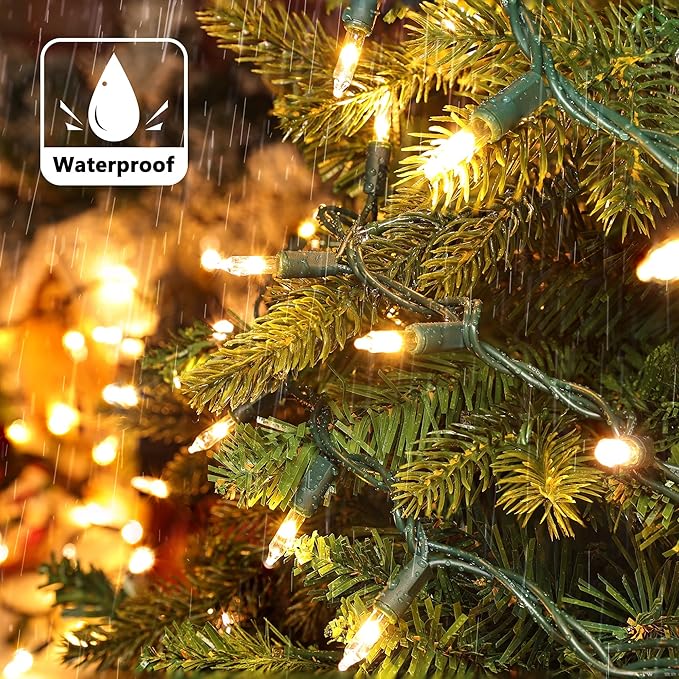Joomer LED Clear Christmas Lights, 19.5FT 100 LED Warm White Christmas Tree Lights, Connectable Waterproof Mini String Lights Plug in for Indoor Outdoor Home Christmas Decoration