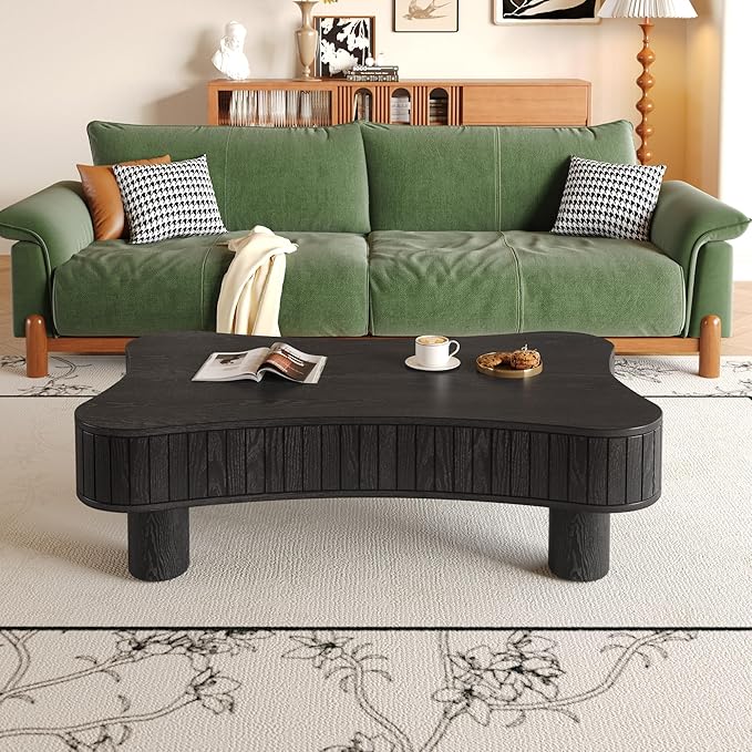 WILLIAMSPACE 42" Lift Top Coffee Table with Hidden Storage, Modern Luxury Wooden Center Table with Silent Hydraulic Lift, Curved Safety Corners, Accent Side Tea Table for Living Room, Black