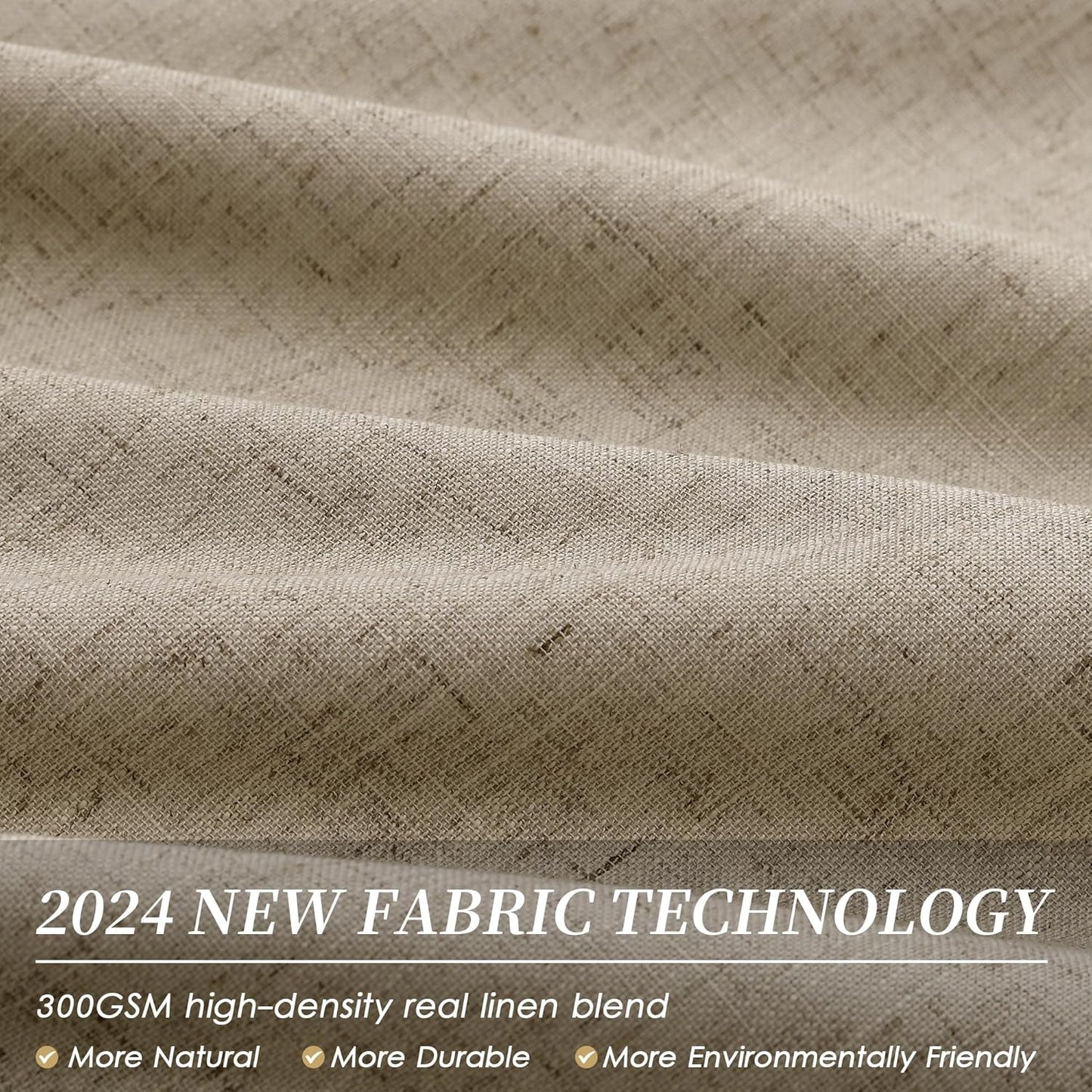 BOODII 63 Inch Blackout Curtains Linen Black Out Curtains for Bedroom 2 Panels Set Neutral Room Darkening Curtain Khaki Thermal Insulated Curtain for Nursery Window Drapes Back Tab 52x63