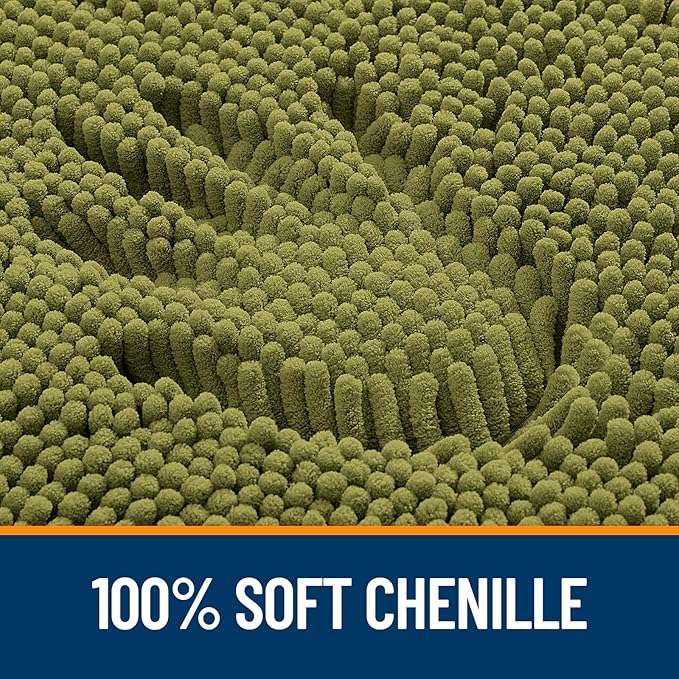 OLANLY Bathroom Rugs 24x16, Extra Soft Absorbent Chenille Bath Rugs, Rubber Backing Quick Dry, Machine Washable Bath Mats for Bathroom Floor, Tub and Shower, Home Decor Accessories, Willow Green