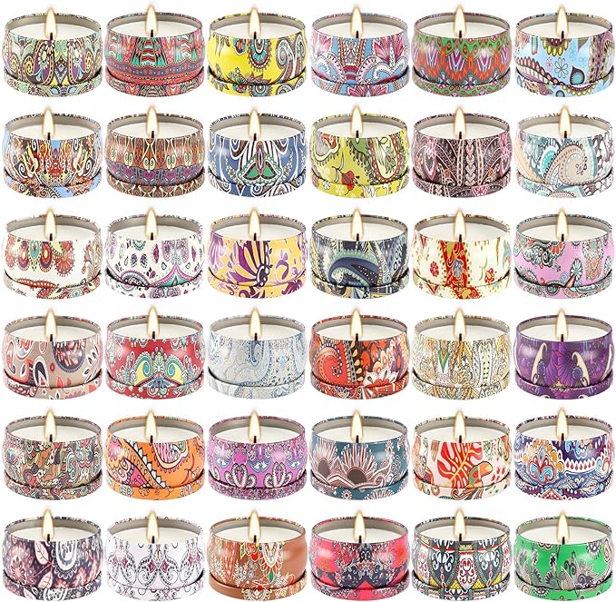 Scented Candles Gifts Set of 36 – 2.5oz Aromatherapy Travel Tin Candles, Relaxing Fragrances for Home, Spa, Gifts for Family, Friends, Teachers, Thank You Presents (Assorted Scents).