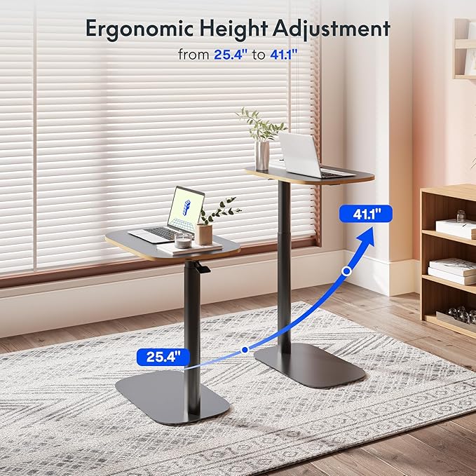 FLEXISPOT Adjustable C Table, Mobile Snack Side End Table Sofa Couch Bedside Table Laptop Cart TV Tray Night Stand Small Space Side Table(23.6" W x 13.8" D,Black)