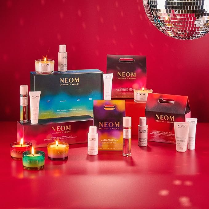 NEOM- Winter Wellbeing Candle Trio Gift Set I 3 x 75gram Candles I 100% Natural Fragrance I Cosy Nights, Christmas Wish & Perfect Peace Candles