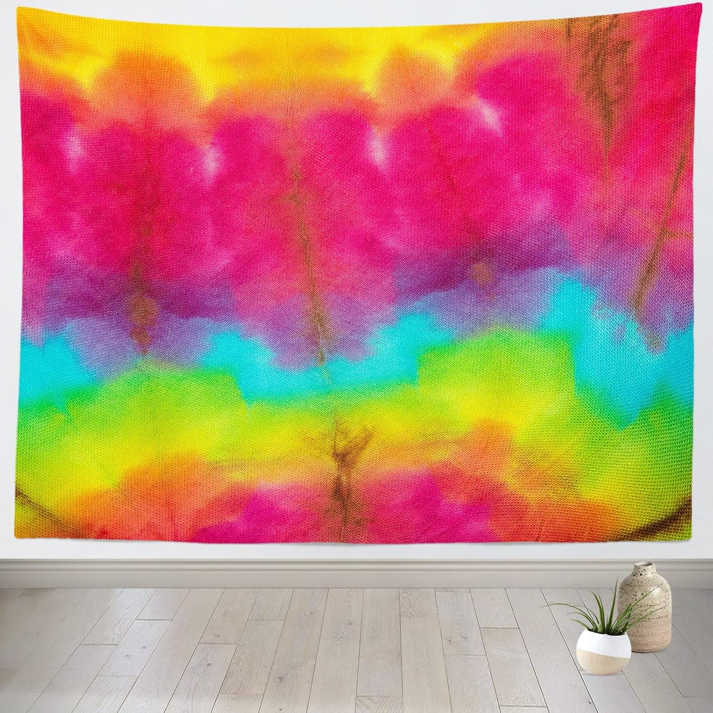 BELECO Tie Dye Tapestry Wall Hanging 80x60 Inch Fabric Tie Dye Color Texture Background Tapestry Groovy Sign Rainbow Tapestry Hippie Tie Dye Tapestries for Bedroom Living Room Dorm Decor