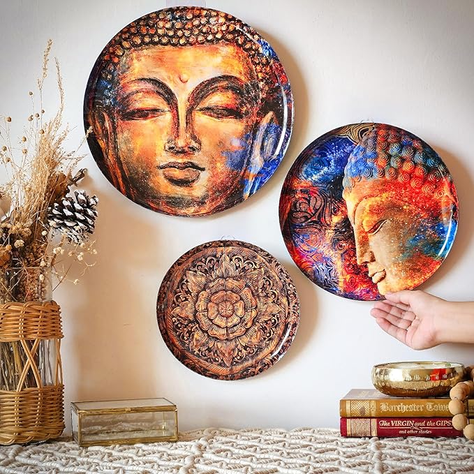 RITUALISTIC Nirvana Iron Wall Art Plates – Set of 3 Decorative Plates | Contemporary Metal Wall Decor | Modern Wall Hanging for Living Room, Bedroom & Home Interiors |Christmas gifts