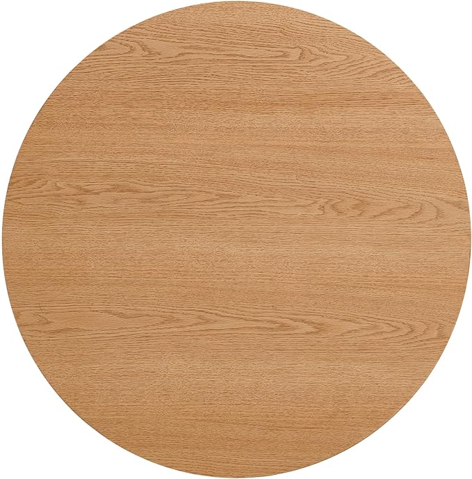 NORDICANA Single Accent Round Coffee Table, 27.5 Inch Wide 16.7 Inch Tall Oak Color Farmhouse Center Table for Living Room, Manufactured Wood Top with Oak Veneer 16.7 Height Tall