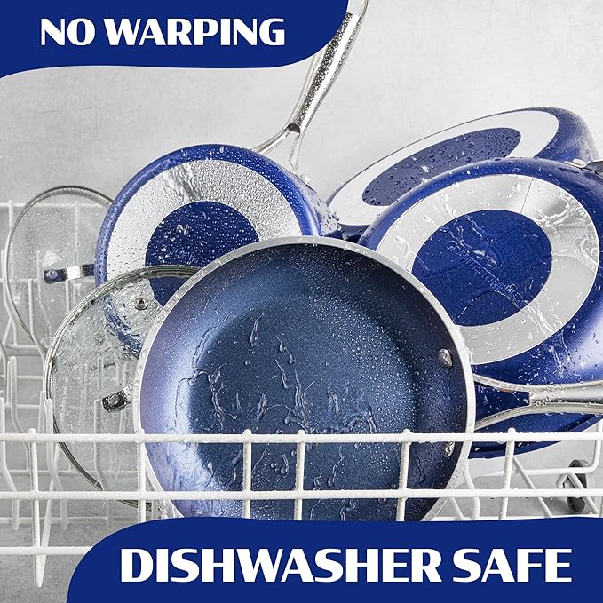Granitestone Ceraluxe 20Pcs Ceramic Cookware Set Nonstick, Complete Pots and Pans Set Non Stick with 5 Pc Bakeware Set, Deep Frying Pan Set, & Steamer, Non Toxic PFOA Free, Oven & Dishwasher Safe