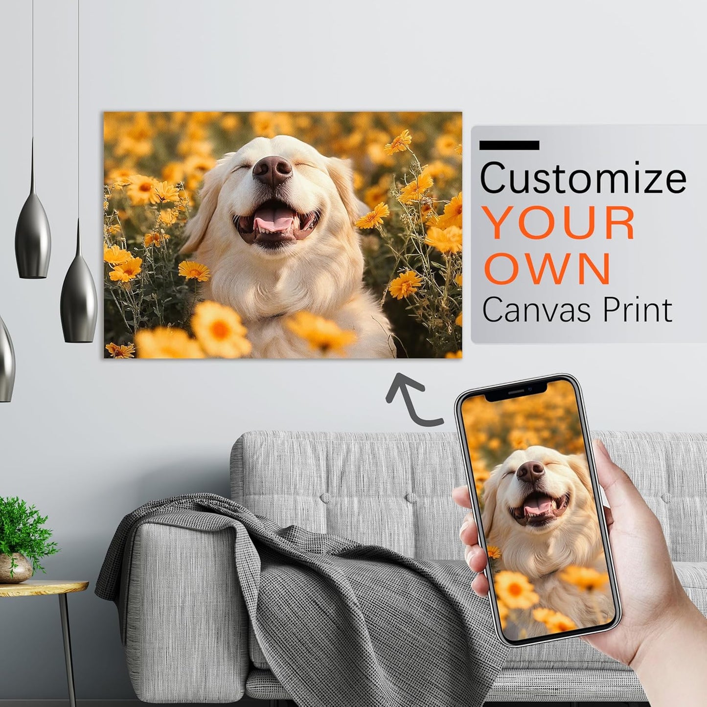 Ship Next Day - Custom Canvas Prints with Your Photos, Personalized Canvas with Pictures Print for Wall Art Bedroom, Customized Photo Gifts for Couple Men Women Mom Baby Dog Family - 24"W x 18"L