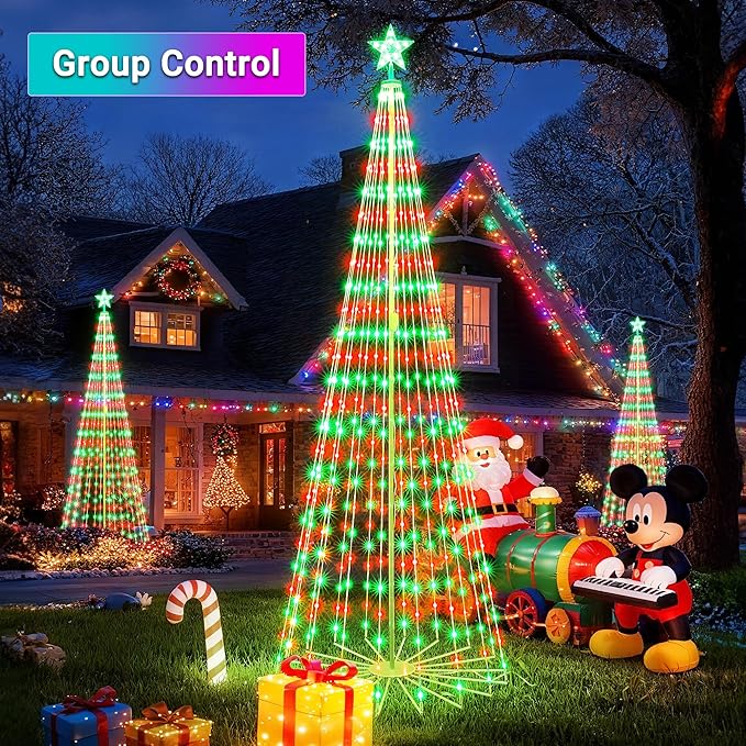 Joomer Christmas Tree Star Lights, 9FT 460LED Smart Orange Purple Light with Remote Timer Music Sync Bluetooth App Controlled RGB Color Changing Lights for Christmas Halloween Decoration