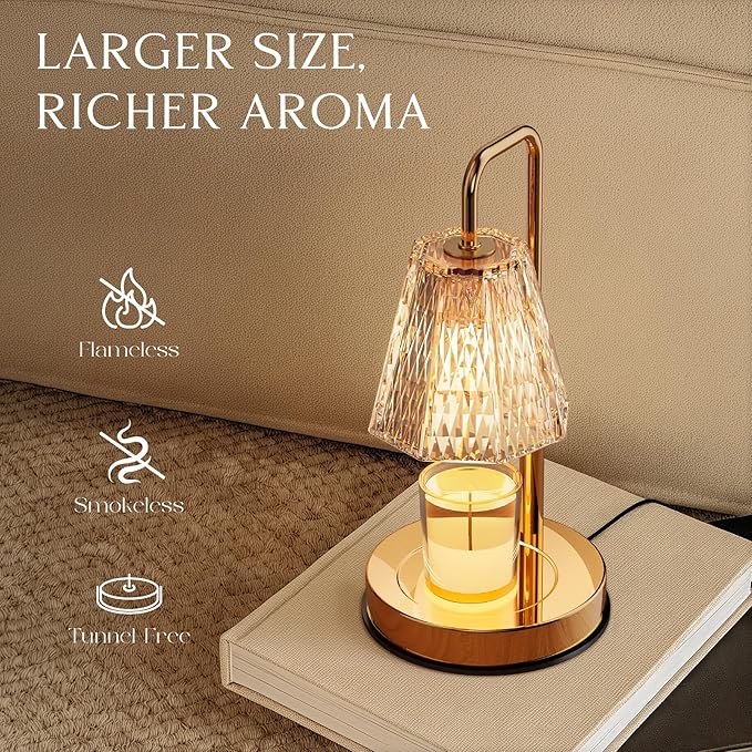 Candle Warmer Lamp with Timer – Dimmable Wax Warmer for Room Decor, Height Adjustable Candle Lamp for Mom Christmas Gifts, Birthday Gifts for Women, House warming Gifts for New Home Decor with 2 Bulbs