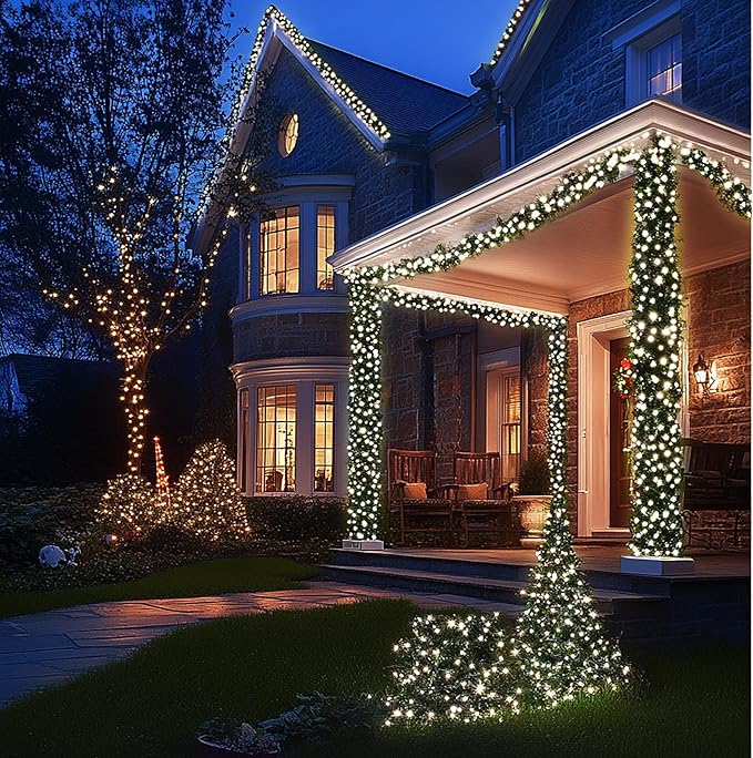 Joomer LED Clear Christmas Lights, 3Pack Total 58.5FT 300 LED Clear White Christmas Tree Lights, Connectable Waterproof Mini String Lights Plug in for Indoor Outdoor Home Christmas Decoration