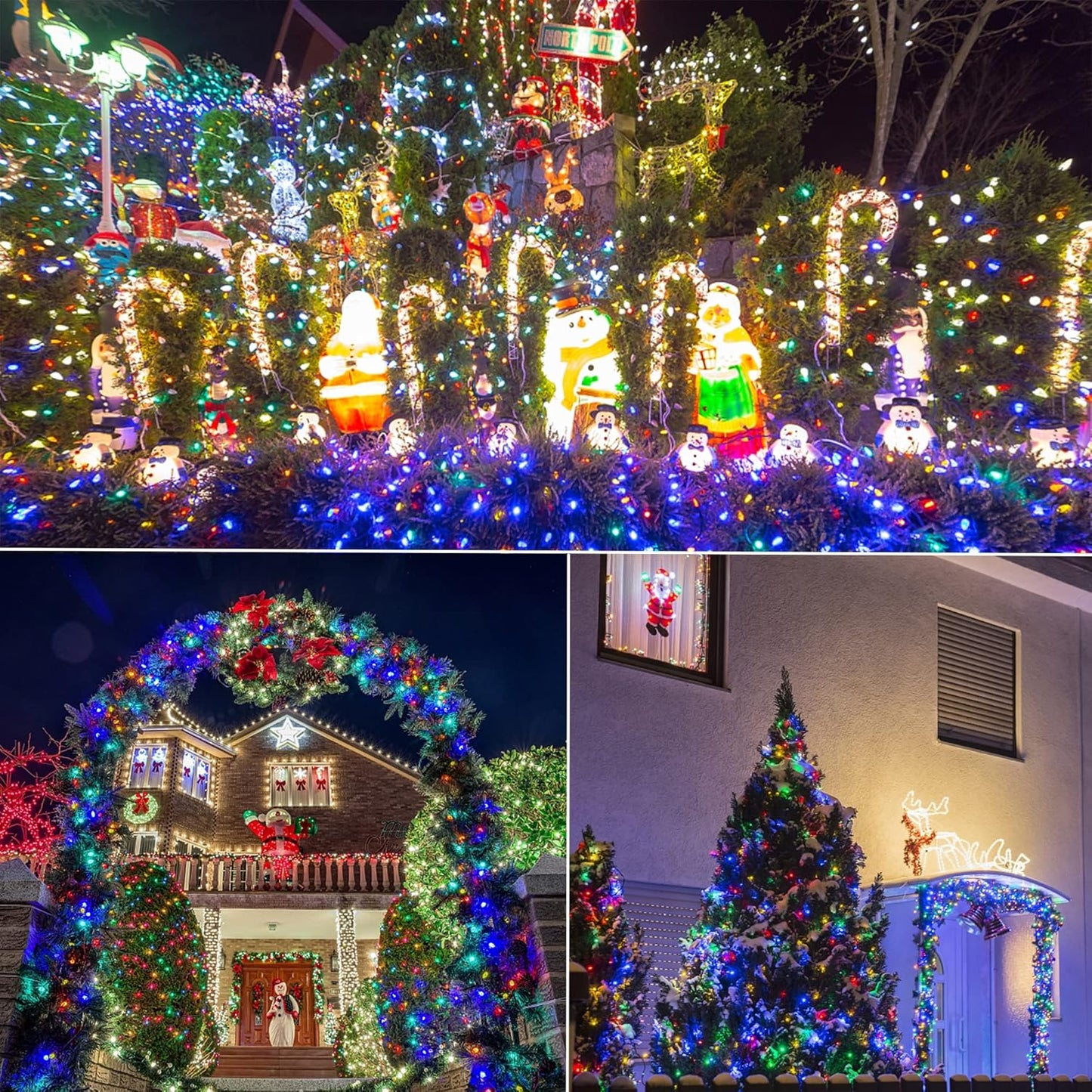 WATERGLIDE 50 LED Outdoor Christmas Lights, 16 FT Battery Operated Mini String Lights with 8 Modes & Timer, Xmas Tree Lights Waterproof for Patio Garden Party Wedding Holiday Decor, Multicolor