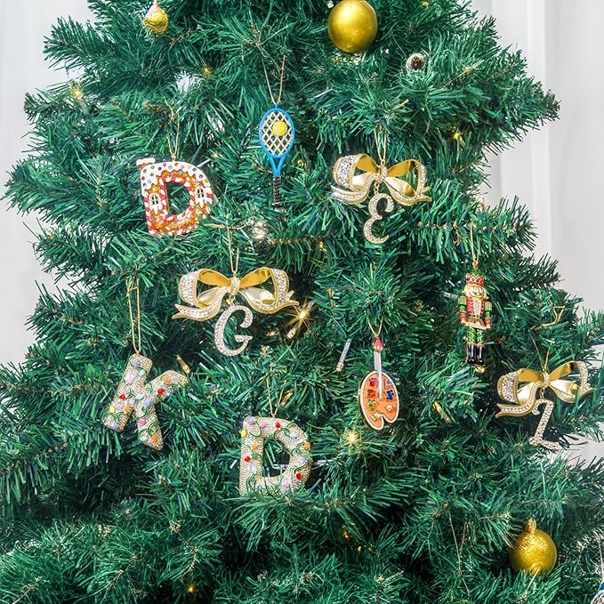 2025 Christmas Initial Ornaments,Letter D Ornaments for Xmas Tree,Hanging Christmas Ornament Gift for Mother Friends Sister Wife Grandma Women Men