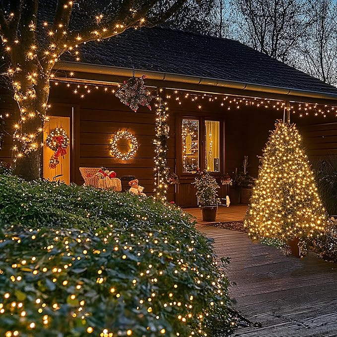 Joomer LED Clear Christmas Lights, 19.5FT 100 LED Warm White Christmas Tree Lights, Connectable Waterproof Mini String Lights Plug in for Indoor Outdoor Home Christmas Decoration