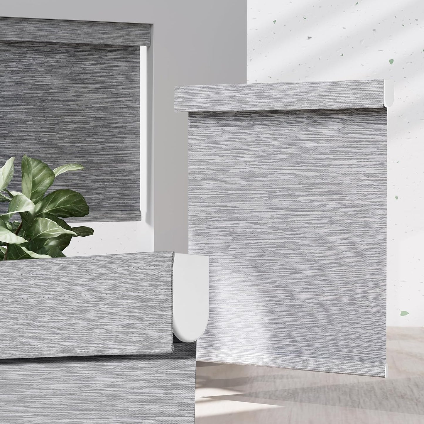 Blackout Roller Shades for Indoor Windows, Cordless Jacquard Fabric-Matched Roller Blinds, Easy to Install Privacy UV Protection Roll Up Blinds for Home Office, Grey, 29" W x 72" H