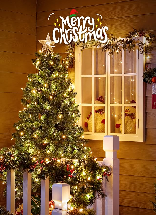 LED Christmas Mini Lights, 2 Pack 39 Feet 100 LED Clear Bulbs String Light with 8 Light Modes, Connectable Fairy Lights Plug in for Outdoor Xmas Trees Garland Wreath Holiday Decorations, Warm White