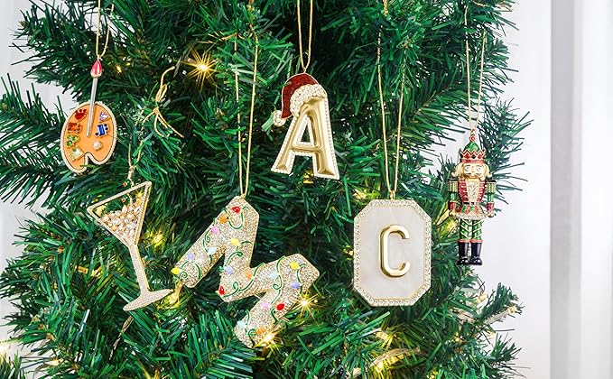 Christmas Initial Ornaments, Letter N Ornaments for Xmas Tree, Hanging Ornament Gift for Mother Best Friends Sister Wife