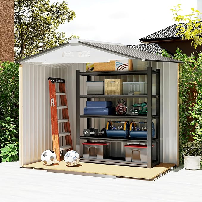 Outsunny 7' x 4' Outdoor Storage Shed, Garden Tool Metal Shed with Foundation Kit, Double Lockable Door, Air Vents and Sloping Roof, for Backyard, Patio, Lawn, White