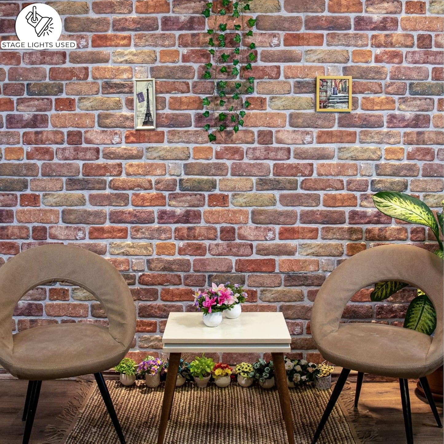 Dundee Deco 3D Wall Panels Faux Brick - Cladding Brown Beige Stone Look Wall Paneling, Styrofoam, Sample, Size 10 x 10 in.