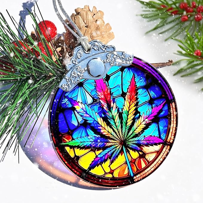 Maple Leaf Ornament Glass Hanging Ornament for Christmas, Thanksgiving, Birthday, Holiday Decorations and Xmas Gifts Ideas