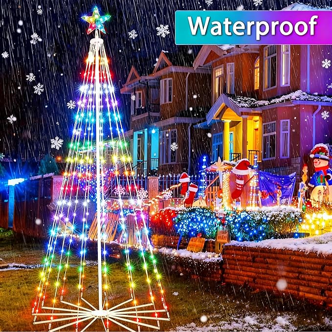 Joomer Christmas Tree Star Lights, 8FT 340LED Smart Orange Purple Light with Remote Timer Music Sync Bluetooth App Controlled RGB Color Changing Lights for Christmas Halloween Decoration