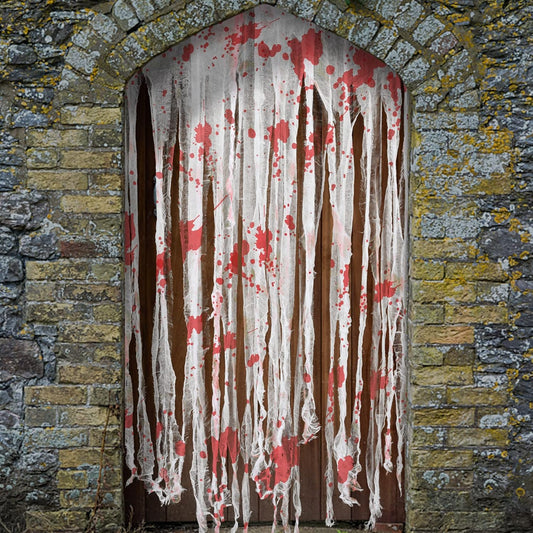 Sfcddtlg 4 Pcs Halloween Doorway Curtain- 65 x 39 Inch Decorations Door Curtain with Bloody Prints- Bloody Creepy Cloth for Halloween Party Haunted House Entrance Decoration