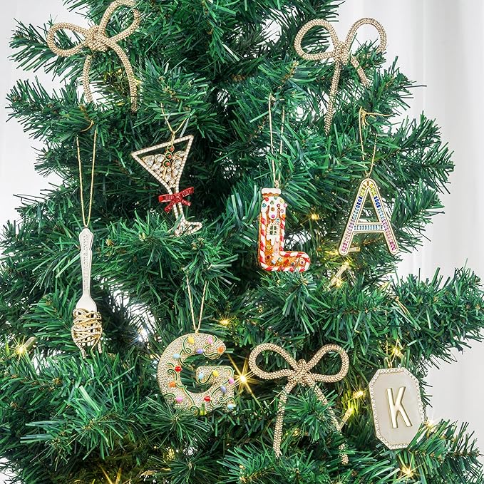 2025 Christmas Initial Ornaments,Letter K Ornaments for Xmas Tree,Hanging Christmas Ornament Gift for Mother Friends Sister Wife Grandma Women Men
