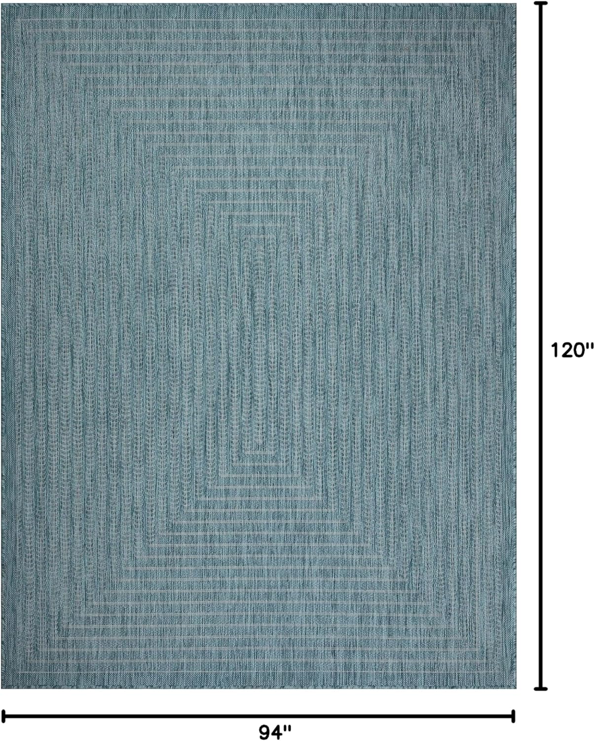 Adiva Rugs Outdoor Indoor Area Rug, Weather Resistant, Easy to Clean, Stain Resistant Floor Mat for Dining Room, Backyard, Deck, Patio (Aqua Weiss, 8' x 10')