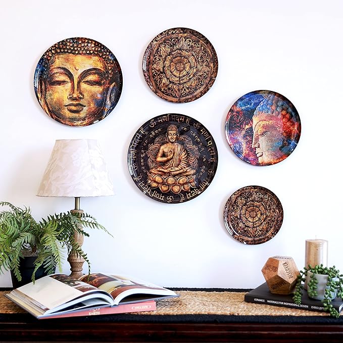 RITUALISTIC Nirvana Wall Plates- Set of 5 (Brown) | Decorative Wall Plates Hanging Room Decor Plate Wedding Gift | Christmas gifts