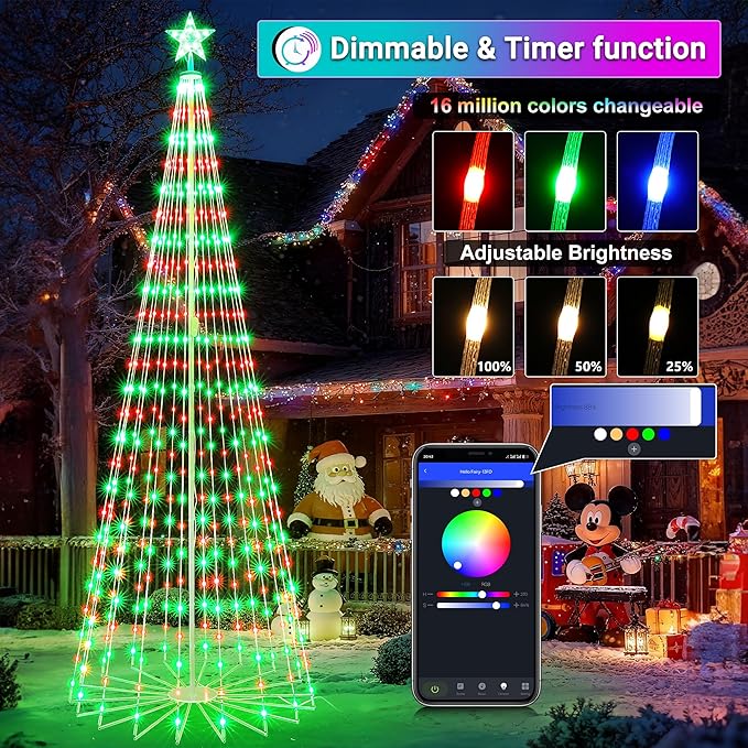 Joomer Christmas Tree Star Lights, 9FT 460LED Smart Orange Purple Light with Remote Timer Music Sync Bluetooth App Controlled RGB Color Changing Lights for Christmas Halloween Decoration