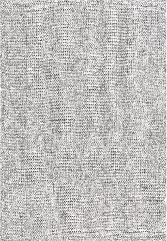 CAMILSON Easy Jute Rug 9x12, Indoor Outdoor Gray Color Farmhouse Area Rugs for Living Room Patio and Kitchen Rug, Solid Boho Woven Design, Easy-Cleaning, Washable Outside Carpet Alfombras (9 x 12)