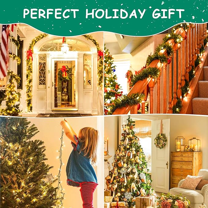 HEYFUNi Clear Christmas Lights 50Count 13Feet White Christmas Tree Lights Set, Incandescent Bulb Mini String Lights for Indoor Outdoor Tree Party Weeding Home Xmas Holiday Decorations, Green Wire