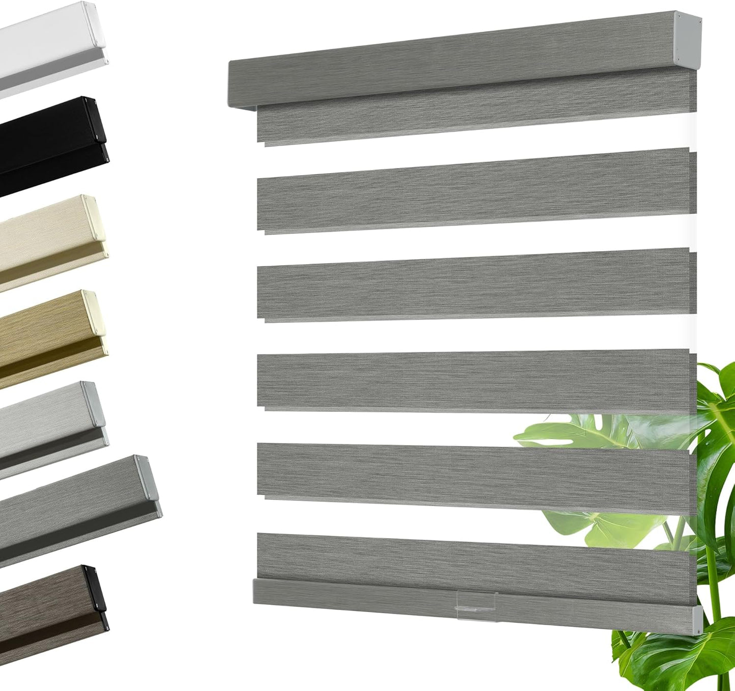 Cordless Zebra Blinds for Windows, Blackout Interior Blinds,Easy to Install,UV Protection,for Offices and Home,Custom Roller Shades, Mousse Grey,80" W x 36" H