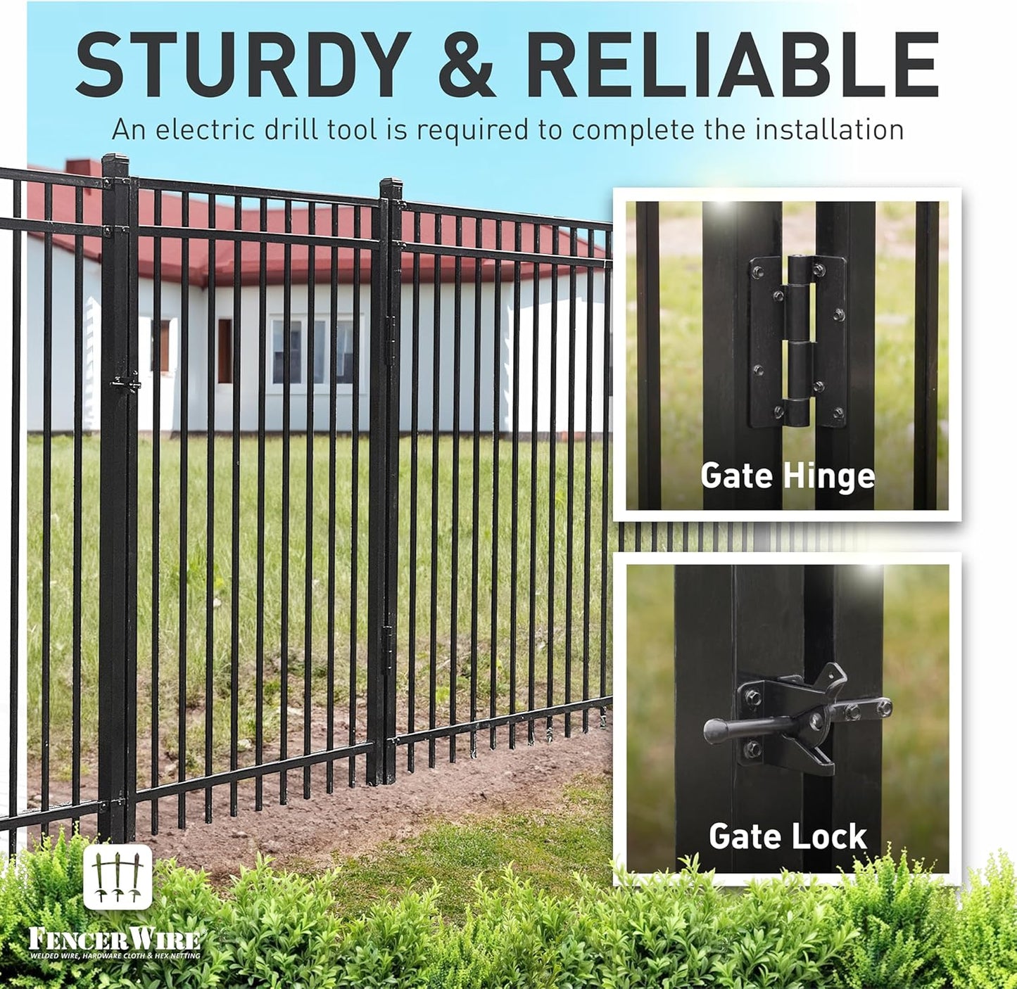 Fencer Wire Heavy Duty Flat Top Fence Gate - Pack of 5, 6FT Height x 4FT Width, Anti-Rust Steel for Outdoor Fencing Barrier, Decorative Garden for Residential, Yard, Pool, Patio