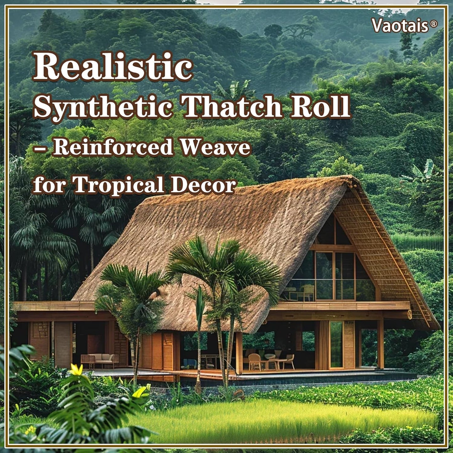 Realistic Synthetic Thatch Roll Sun-Bleached Yellow - 18 & 30 Inch Widths - Reinforced Weave for Mexican Palapa, Tiki Bars, Hawaiian Parties & Patio Decor (30 Inch Width x 10 Feet Length)