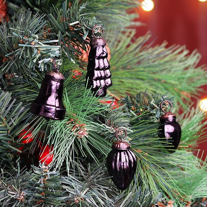 IndianShelf 300 Pieces Black Glass Vintage Christmas Ornaments Mini Bulk Decorative Ornaments for Halloween, Christmas Tree, New Year, Valentine Day, Holidays, Event and Wedding (25 * 12 Boxes)
