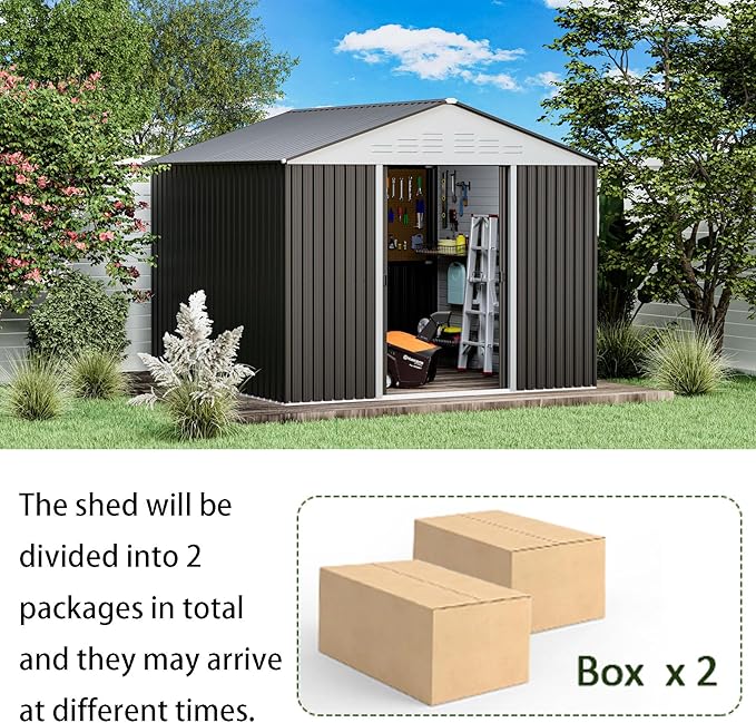 6x4.9 FT Outdoor Storage Shed Garden Shed with Sliding Door - Metal Shed for Garden Backyard Steel Outdoor Shed with Updated Frame Structure for Patio Lawn