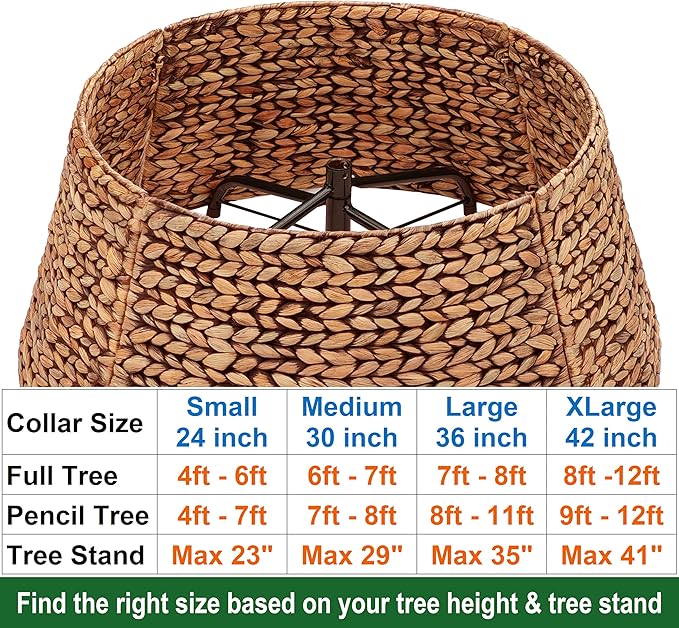 CENBOSS Rattan Christmas Tree Collar, Wicker Tree Skirt & Stand Base Cover (Brown Wash, 42 inch)