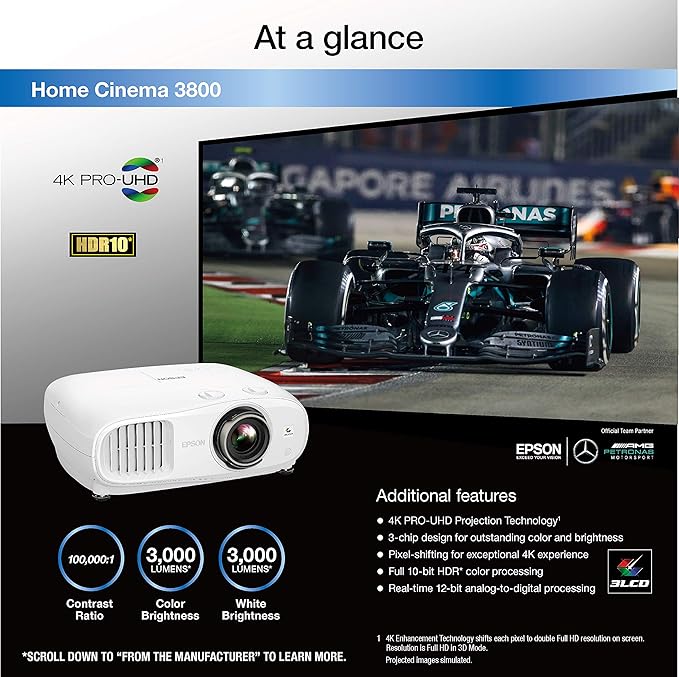 Epson Home Cinema 3800 4K PRO-UHD 3-Chip Projector with HDR