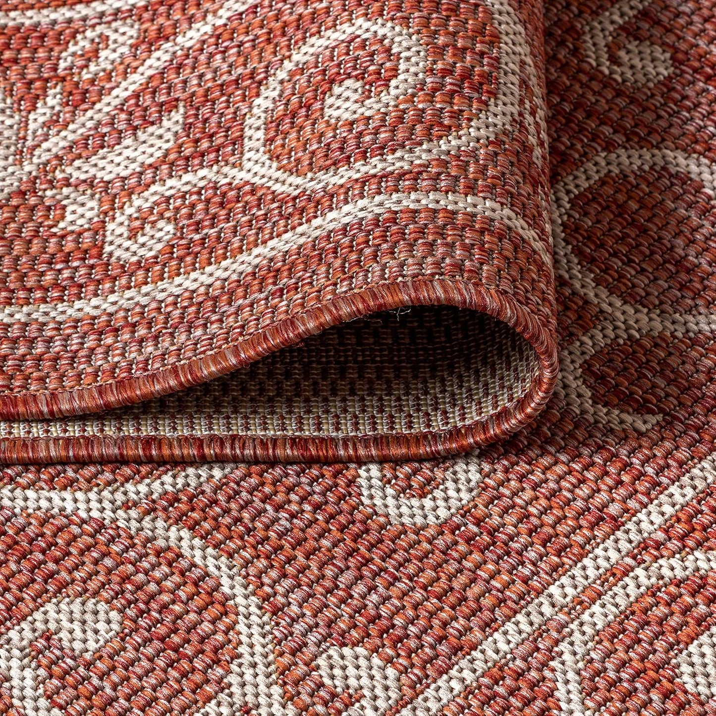 JONATHAN Y Vintage Filigree Indoor Outdoor Runner Rug 2X10 Red/Beige, Charleston Textured Weave for Backyard, Patio, Porch, Easy-Cleaning, High Traffic, Pet-Friendly, Non-Shedding (SMB106B-210)