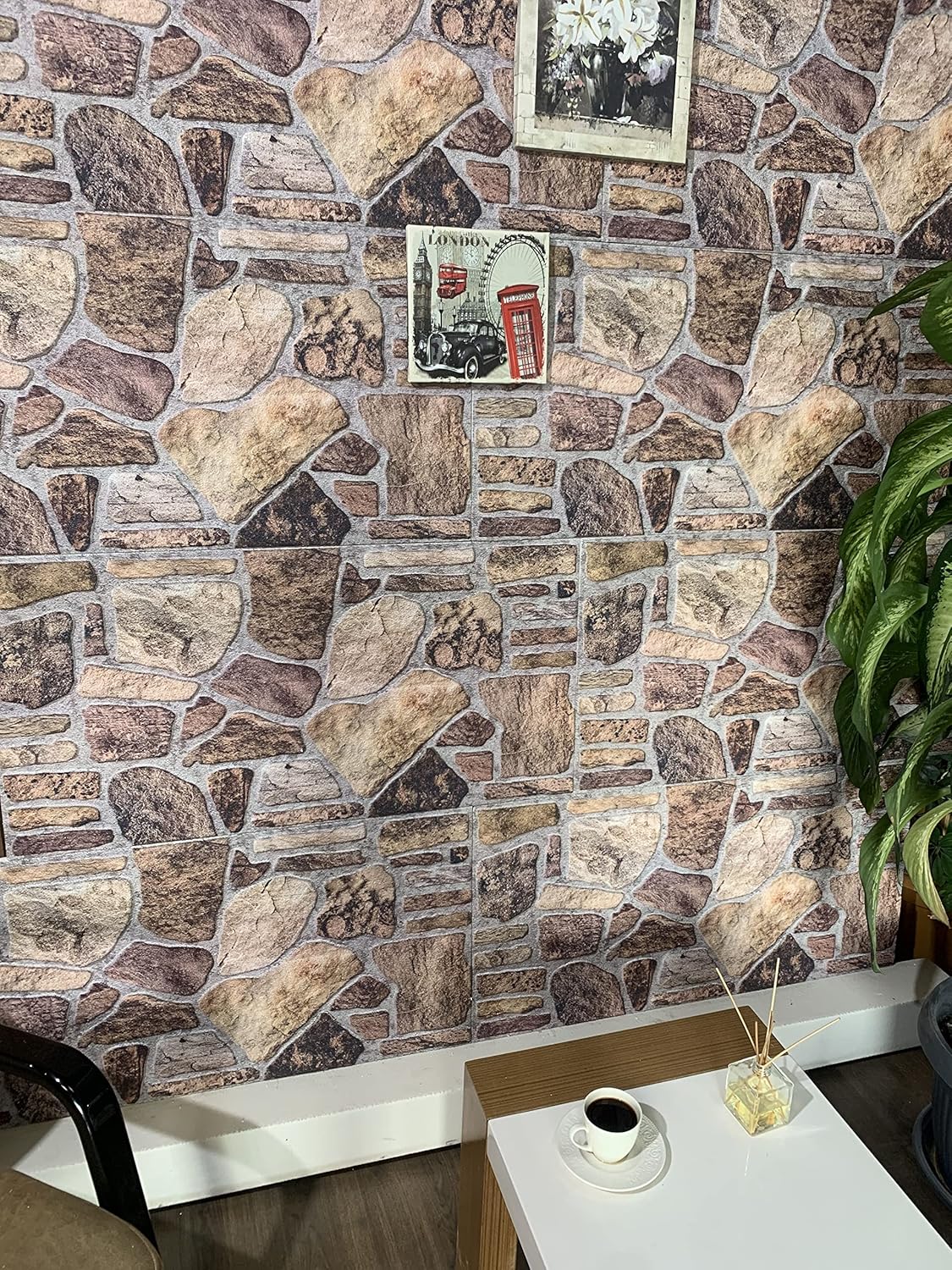 Dundee Deco 3D Wall Panels - Cladding, Shades of Brown Grey Stone Look Wall Paneling, Styrofoam Facing for Interior and Exterior Applications, DIY, Set of 5, Covers 27 sq ft