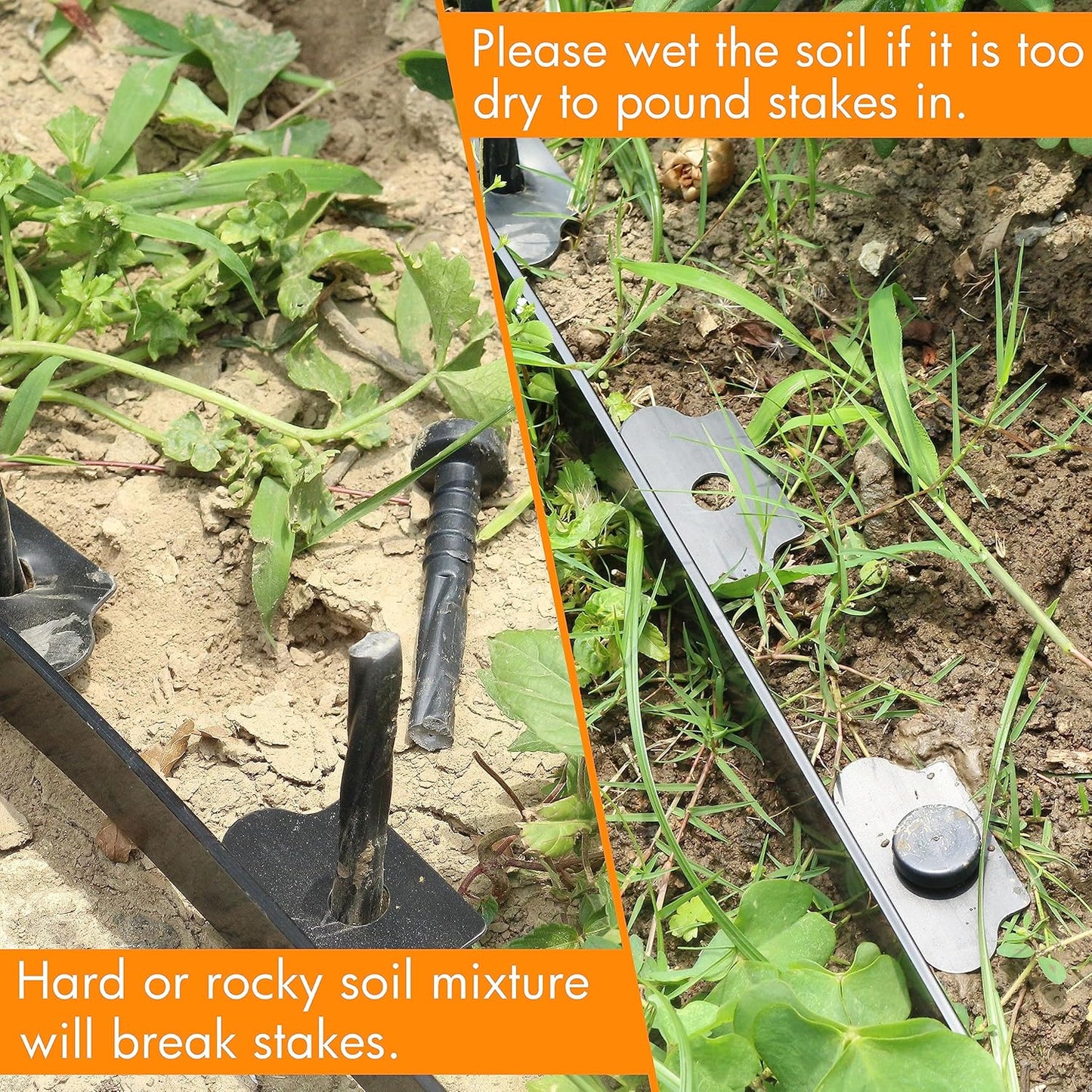 Gardzen 1.5" x 20' Landscape Edging Kit, Garden Edging Coil Comes with 24 Pcs Spikes, No Dig Lawn Border Design