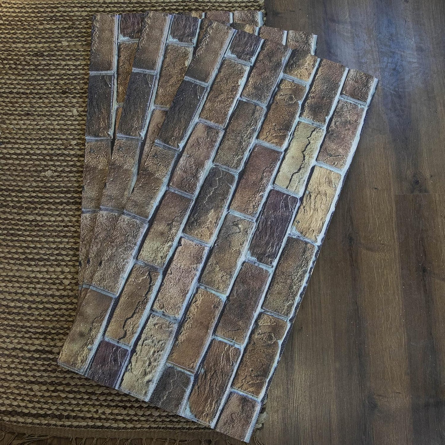 Dundee Deco 3D Wall Panels Faux Brick - Cladding, Brown Beige Stone Look Wall Paneling, Styrofoam Facing for Living Room, Kitchen, Bathroom, Balcony, Bedroom, Set of 10, Covers 54 sq ft