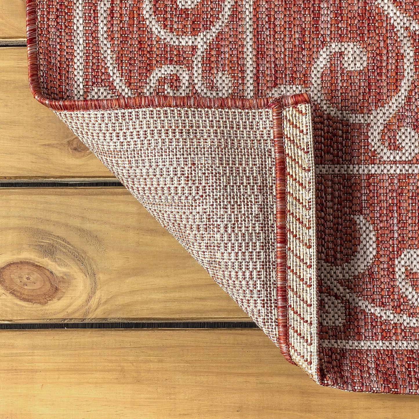 JONATHAN Y Vintage Filigree Indoor Outdoor Area Rug 8X10 Red/Beige, Charleston Textured Weave for Backyard, Patio, Porch, Easy-Cleaning, High Traffic, Pet-Friendly, Non-Shedding (SMB106B-8)