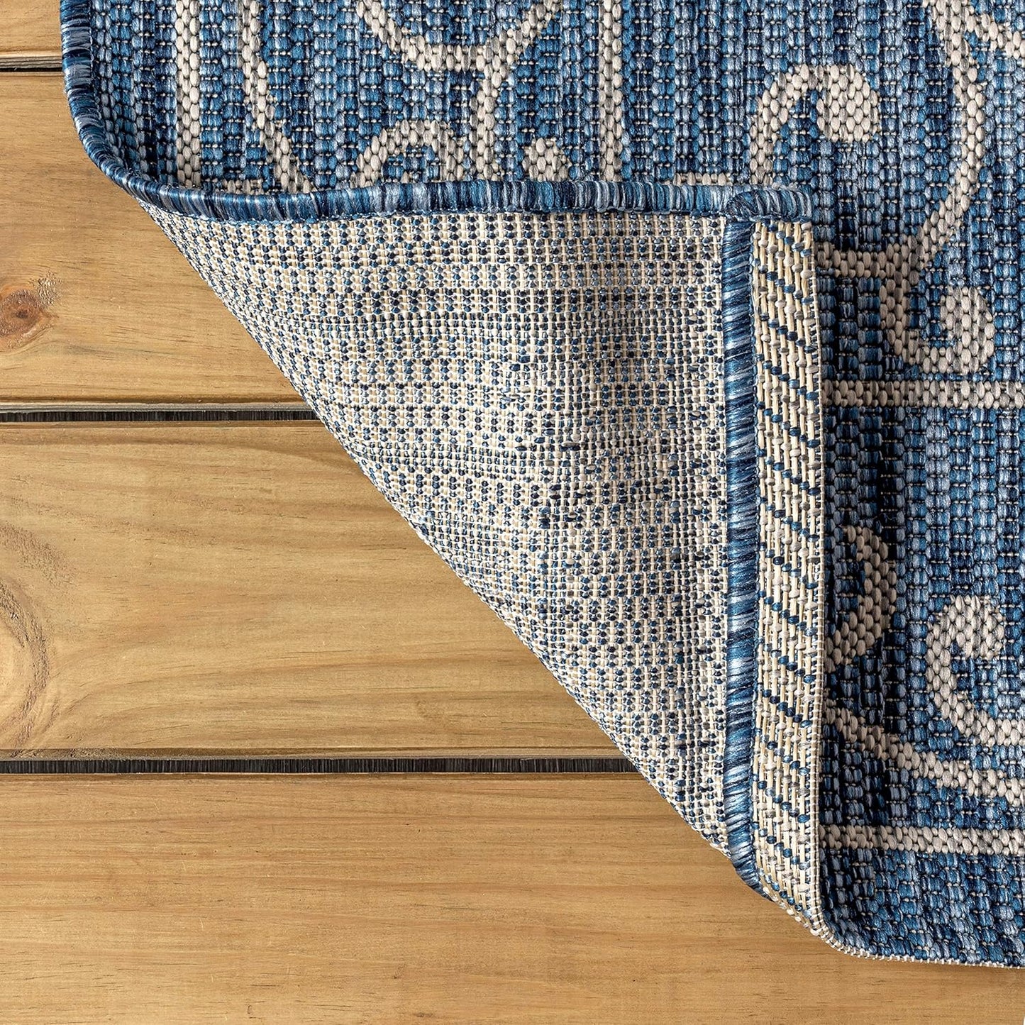 JONATHAN Y Vintage Filigree Indoor Outdoor Runner Rug 2X8 Navy/Gray, Charleston Textured Weave for Backyard, Patio, Porch, Easy-Cleaning, High Traffic, Pet-Friendly, Non-Shedding (SMB106D-28)