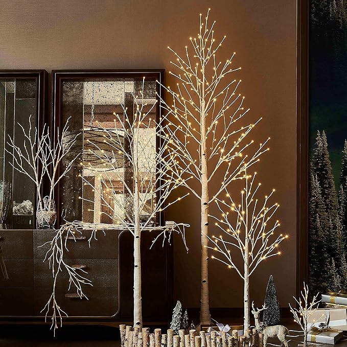 Hairui Lighted White Birch Tree 6FT, Twig Tree with Lights Plug in for Christmas Wedding Party Easter Decorations Indoor Outdoor Use